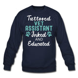 Vet Assistant- Inked and Educated Crewneck Sweatshirt-Unisex Crewneck Sweatshirt | Gildan 18000-I love Veterinary