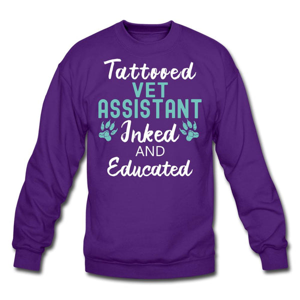 Vet Assistant- Inked and Educated Crewneck Sweatshirt-Unisex Crewneck Sweatshirt | Gildan 18000-I love Veterinary