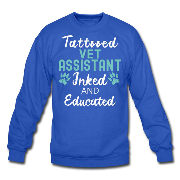 Vet Assistant- Inked and Educated Crewneck Sweatshirt-Unisex Crewneck Sweatshirt | Gildan 18000-I love Veterinary