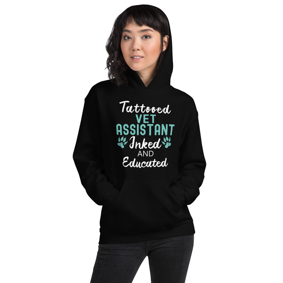 Vet Assistant Inked and Educated Unisex Hoodie-Unisex Hoodie | Gildan 18500-I love Veterinary