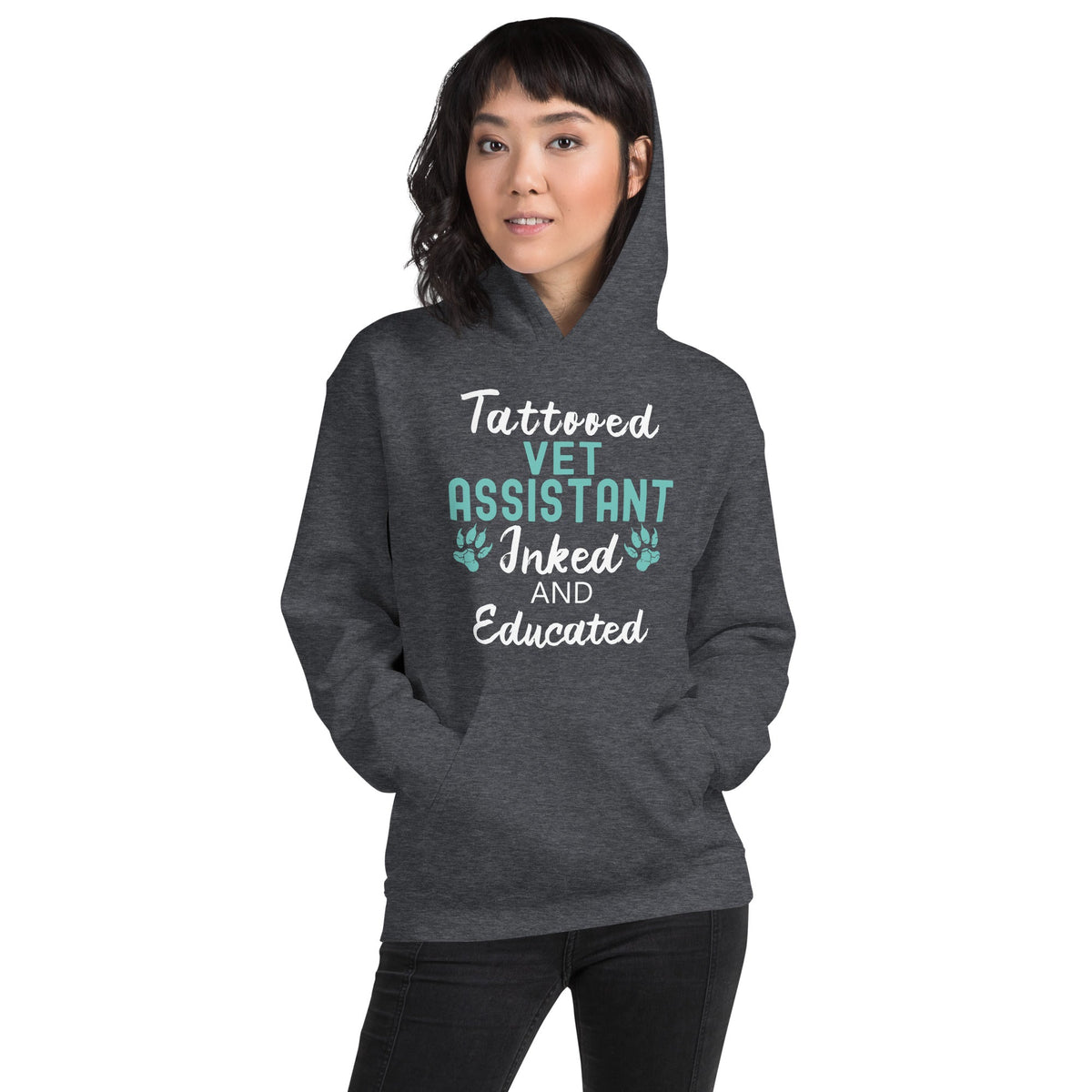 Vet Assistant Inked and Educated Unisex Hoodie-Unisex Hoodie | Gildan 18500-I love Veterinary