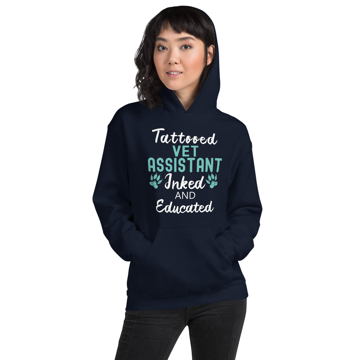 Vet Assistant Inked and Educated Unisex Hoodie-Unisex Hoodie | Gildan 18500-I love Veterinary