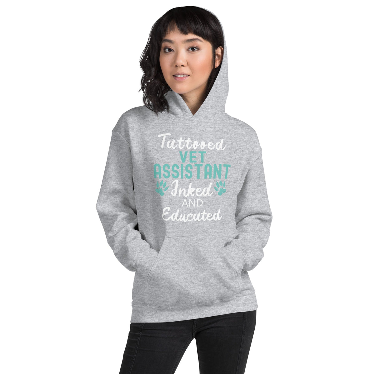 Vet Assistant Inked and Educated Unisex Hoodie-Unisex Hoodie | Gildan 18500-I love Veterinary