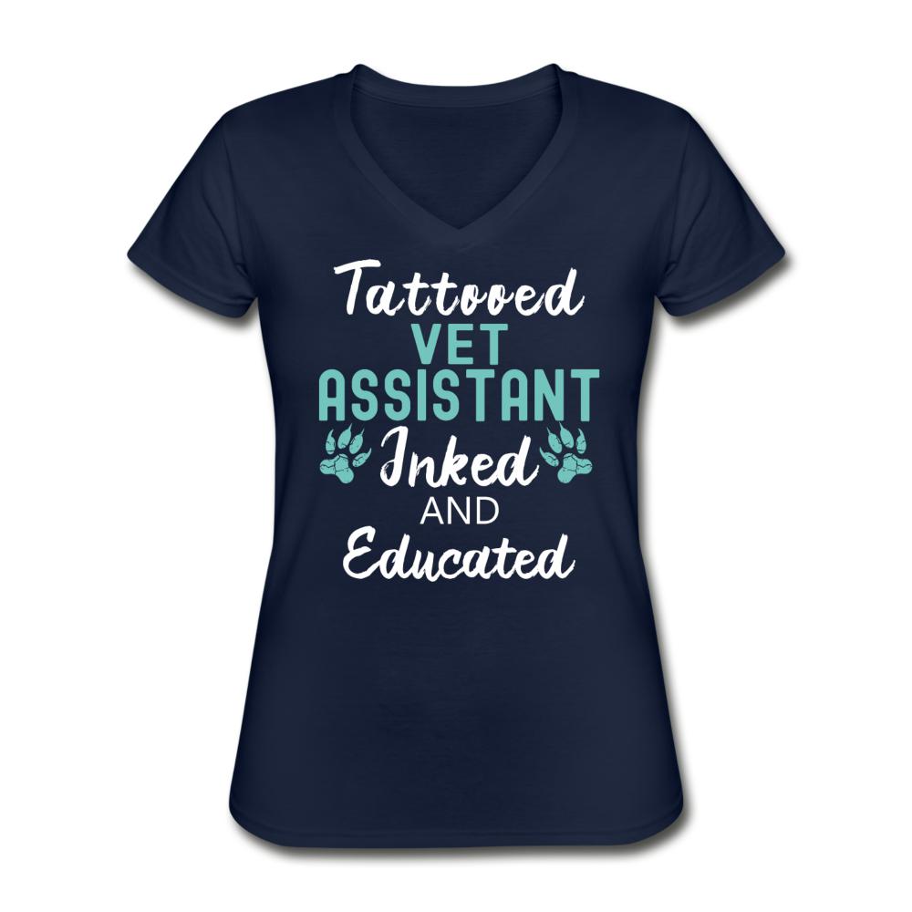 Vet Assistant- Inked and Educated Women's V-Neck T-Shirt-Women's V-Neck T-Shirt | Fruit of the Loom L39VR-I love Veterinary