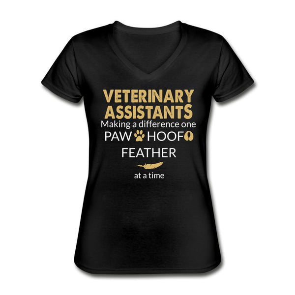Vet Assistant- Making a Difference Women's V-Neck T-Shirt-Women's V-Neck T-Shirt | Fruit of the Loom L39VR-I love Veterinary