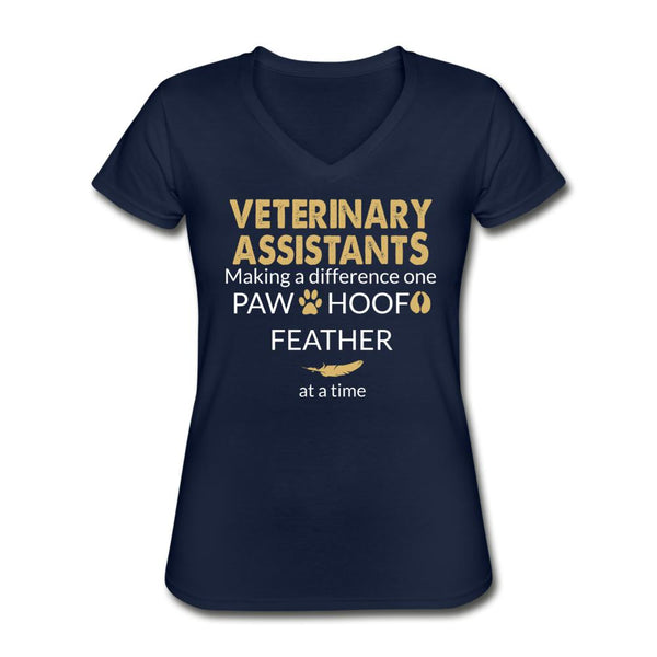 Vet Assistant- Making a Difference Women's V-Neck T-Shirt-Women's V-Neck T-Shirt | Fruit of the Loom L39VR-I love Veterinary