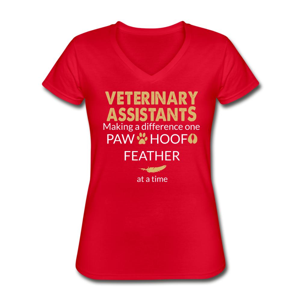 Vet Assistant- Making a Difference Women's V-Neck T-Shirt-Women's V-Neck T-Shirt | Fruit of the Loom L39VR-I love Veterinary