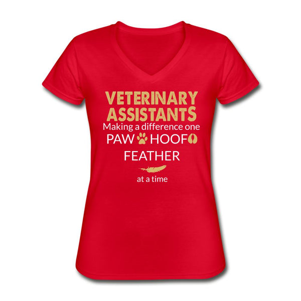 Vet Assistant- Making a Difference Women's V-Neck T-Shirt-Women's V-Neck T-Shirt | Fruit of the Loom L39VR-I love Veterinary