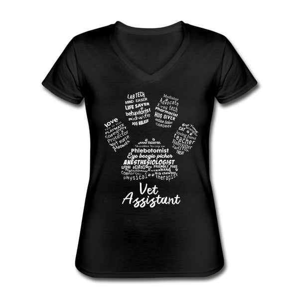 Vet Assistant Pawprint Women's V-Neck T-Shirt-Women's V-Neck T-Shirt | Fruit of the Loom L39VR-I love Veterinary