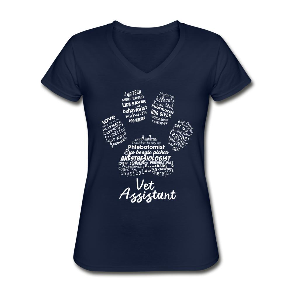 Vet Assistant Pawprint Women's V-Neck T-Shirt-Women's V-Neck T-Shirt | Fruit of the Loom L39VR-I love Veterinary