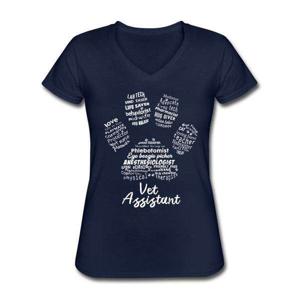 Vet Assistant Pawprint Women's V-Neck T-Shirt-Women's V-Neck T-Shirt | Fruit of the Loom L39VR-I love Veterinary