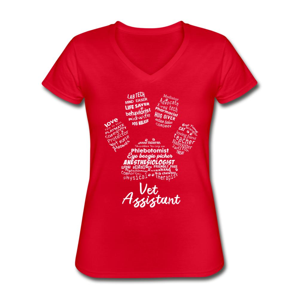 Vet Assistant Pawprint Women's V-Neck T-Shirt-Women's V-Neck T-Shirt | Fruit of the Loom L39VR-I love Veterinary