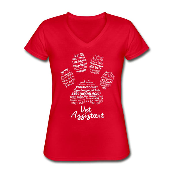 Vet Assistant Pawprint Women's V-Neck T-Shirt-Women's V-Neck T-Shirt | Fruit of the Loom L39VR-I love Veterinary