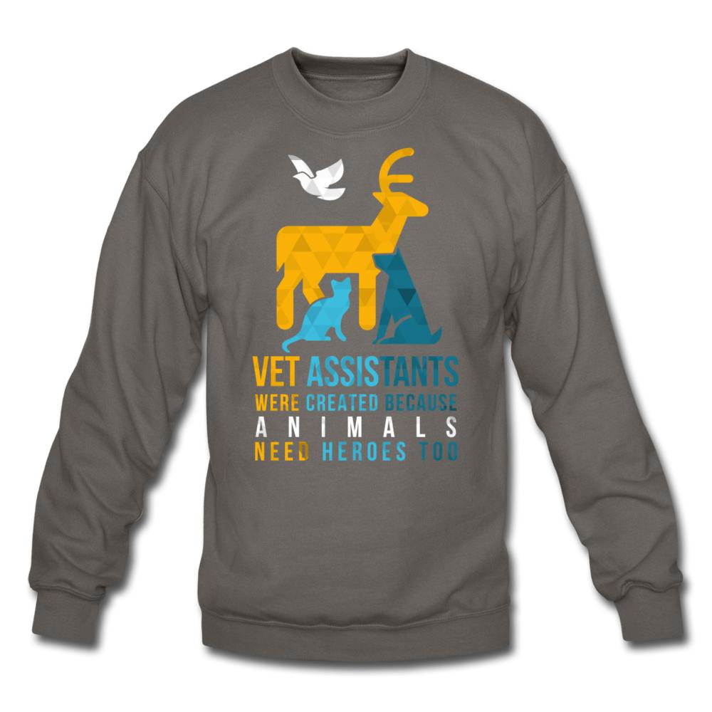 Vet assistants were created because animals need heroes too Crewneck Sweatshirt-Unisex Crewneck Sweatshirt | Gildan 18000-I love Veterinary