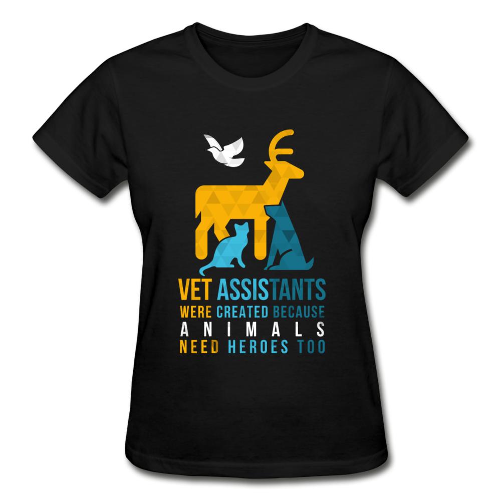 Vet assistants were created because animals need heroes too Gildan Ultra Cotton Ladies T-Shirt-Ultra Cotton Ladies T-Shirt | Gildan G200L-I love Veterinary