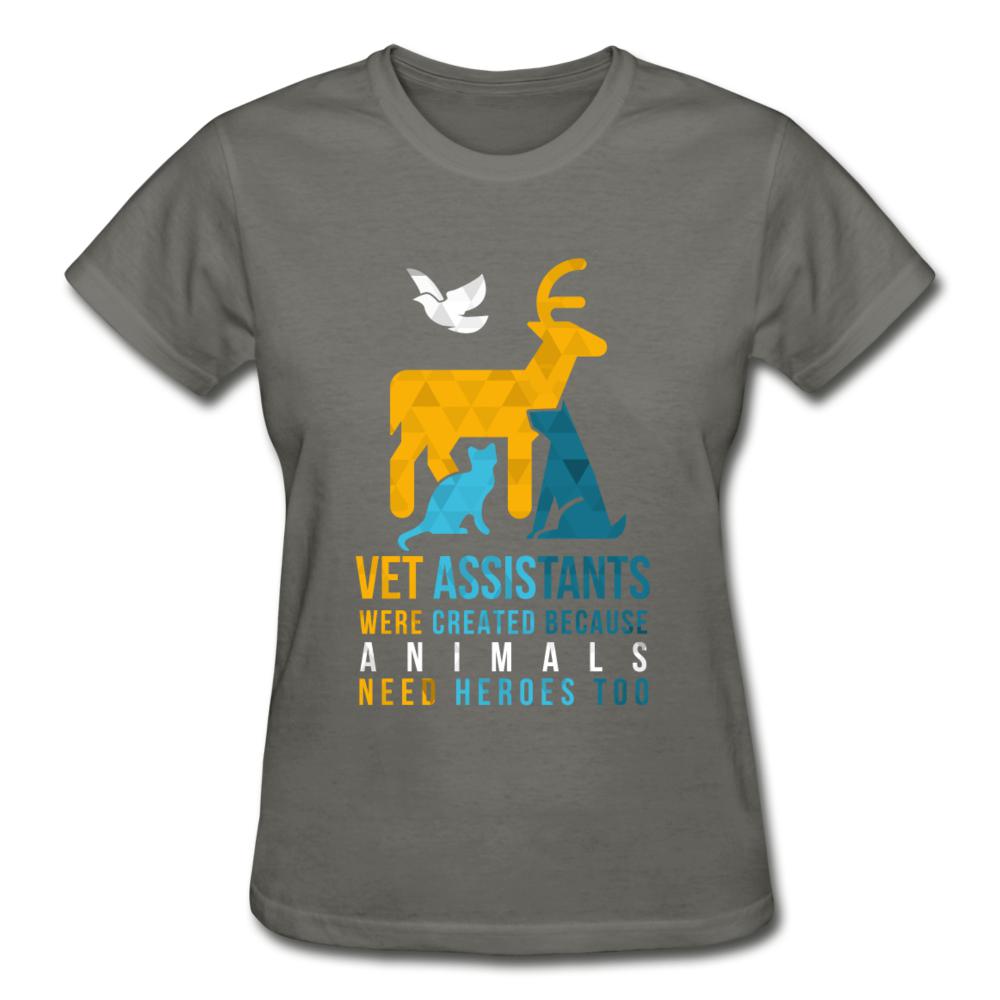 Vet assistants were created because animals need heroes too Gildan Ultra Cotton Ladies T-Shirt-Ultra Cotton Ladies T-Shirt | Gildan G200L-I love Veterinary