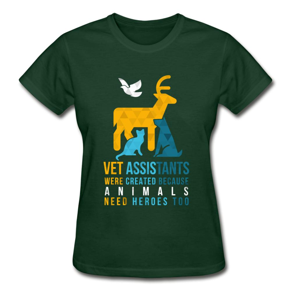 Vet assistants were created because animals need heroes too Gildan Ultra Cotton Ladies T-Shirt-Ultra Cotton Ladies T-Shirt | Gildan G200L-I love Veterinary