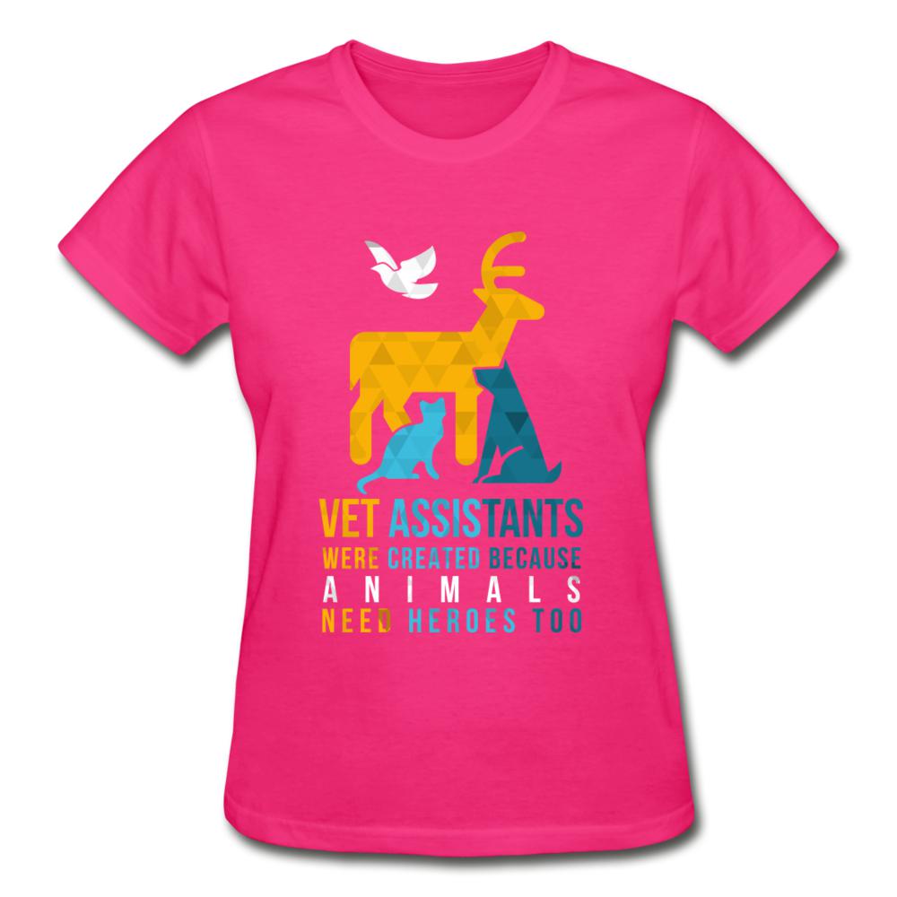 Vet assistants were created because animals need heroes too Gildan Ultra Cotton Ladies T-Shirt-Ultra Cotton Ladies T-Shirt | Gildan G200L-I love Veterinary