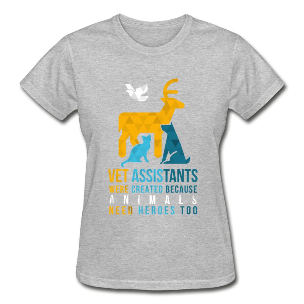 Vet assistants were created because animals need heroes too Gildan Ultra Cotton Ladies T-Shirt-Ultra Cotton Ladies T-Shirt | Gildan G200L-I love Veterinary
