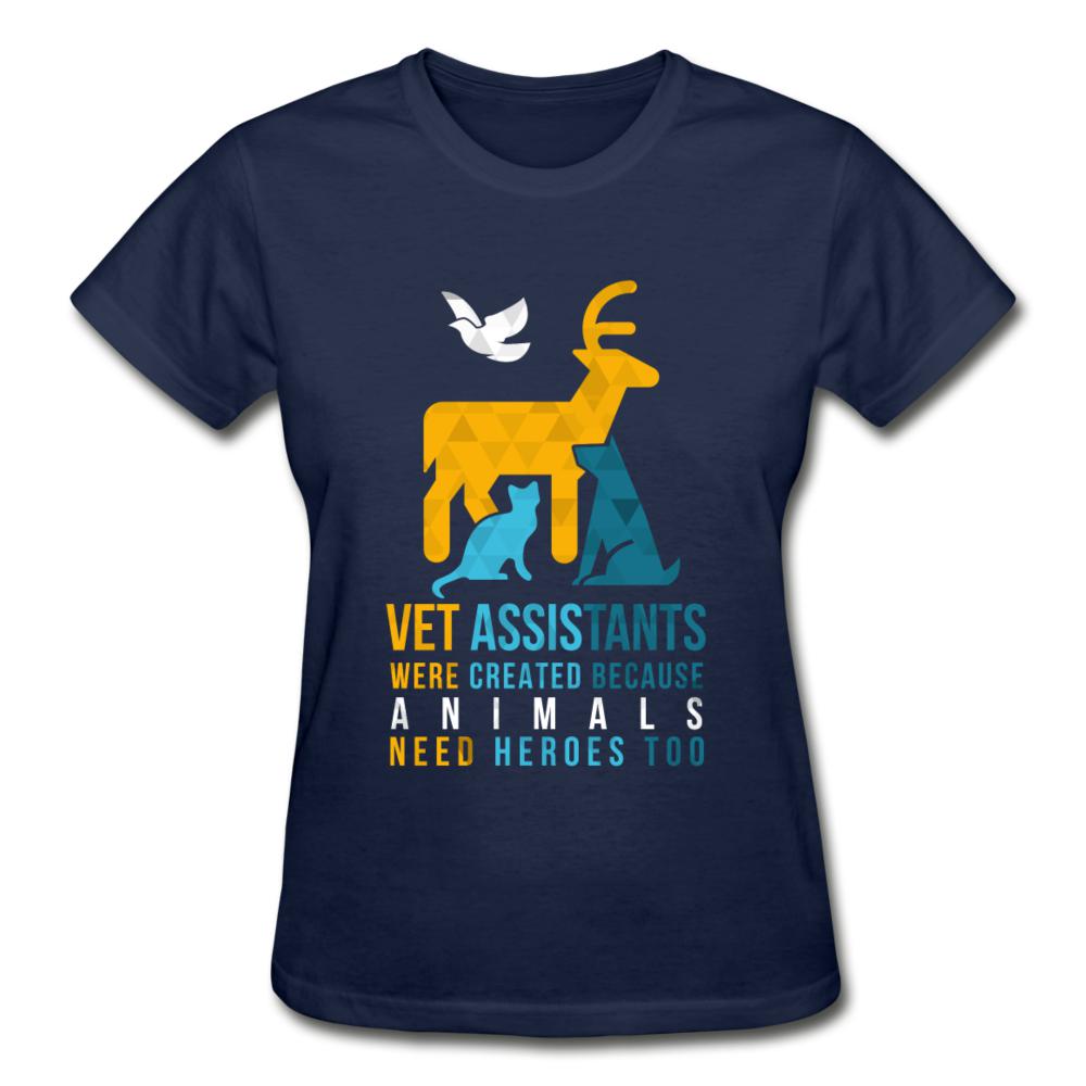 Vet assistants were created because animals need heroes too Gildan Ultra Cotton Ladies T-Shirt-Ultra Cotton Ladies T-Shirt | Gildan G200L-I love Veterinary