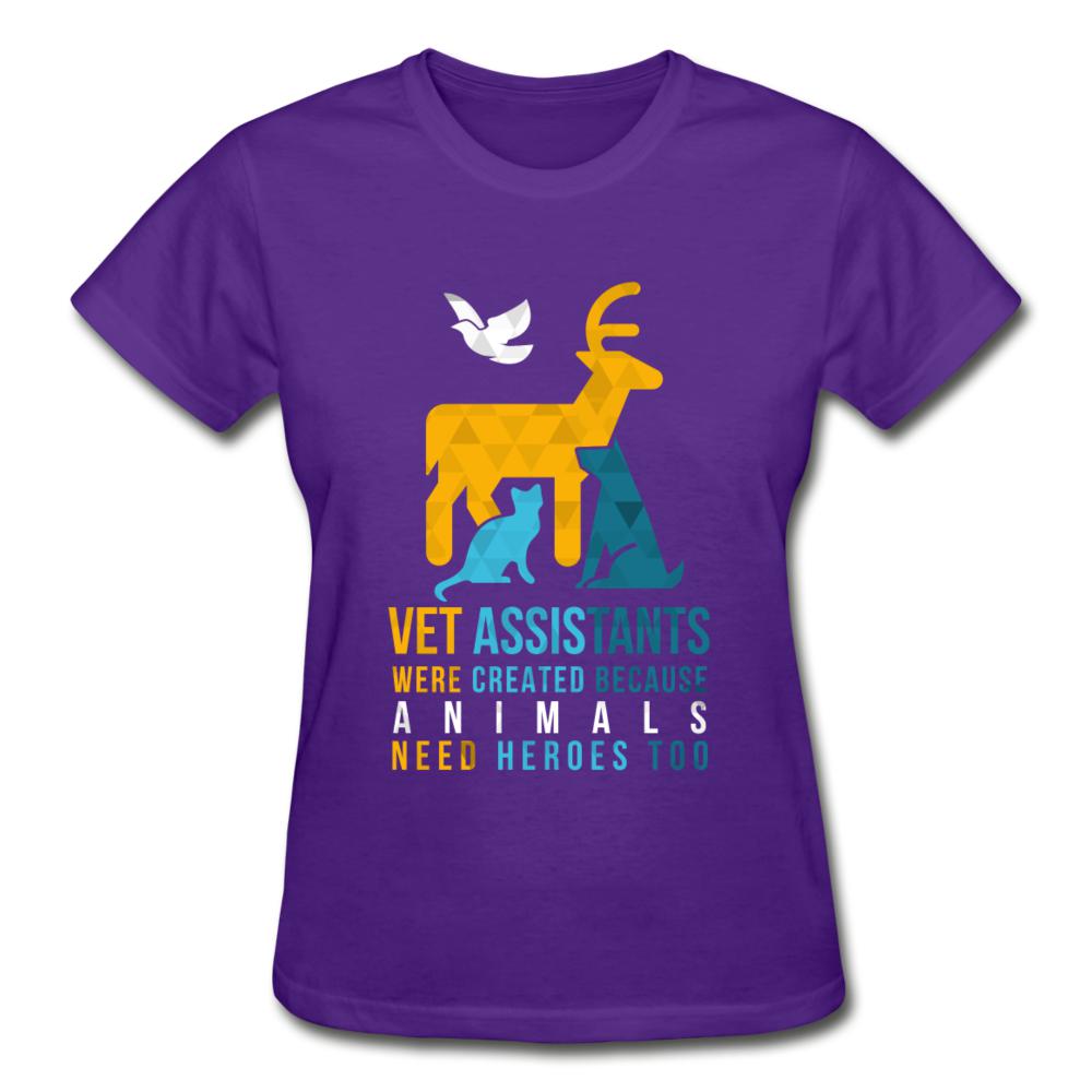 Vet assistants were created because animals need heroes too Gildan Ultra Cotton Ladies T-Shirt-Ultra Cotton Ladies T-Shirt | Gildan G200L-I love Veterinary