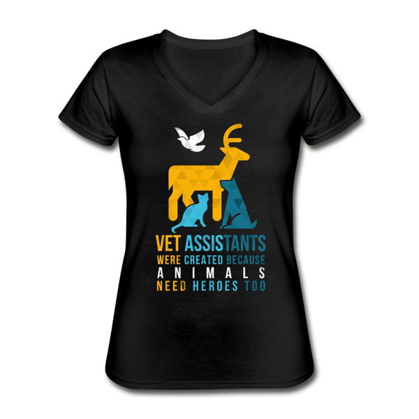 Vet assistants were created because animals need heroes too Women's V-Neck T-Shirt-Women's V-Neck T-Shirt | Fruit of the Loom L39VR-I love Veterinary