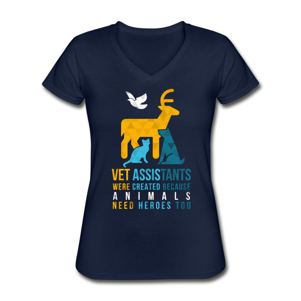 Vet assistants were created because animals need heroes too Women's V-Neck T-Shirt-Women's V-Neck T-Shirt | Fruit of the Loom L39VR-I love Veterinary