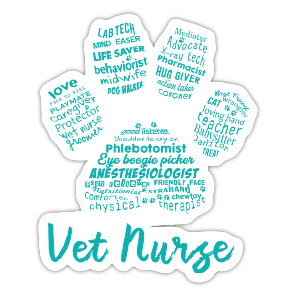 Vet Nurse Blue Paw Print Sticker-Sticker-I love Veterinary