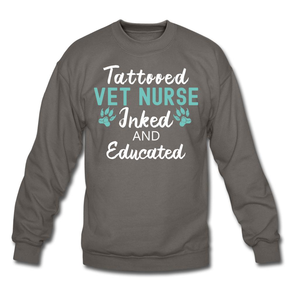 Vet Nurse- Inked and Educated Crewneck Sweatshirt-Unisex Crewneck Sweatshirt | Gildan 18000-I love Veterinary