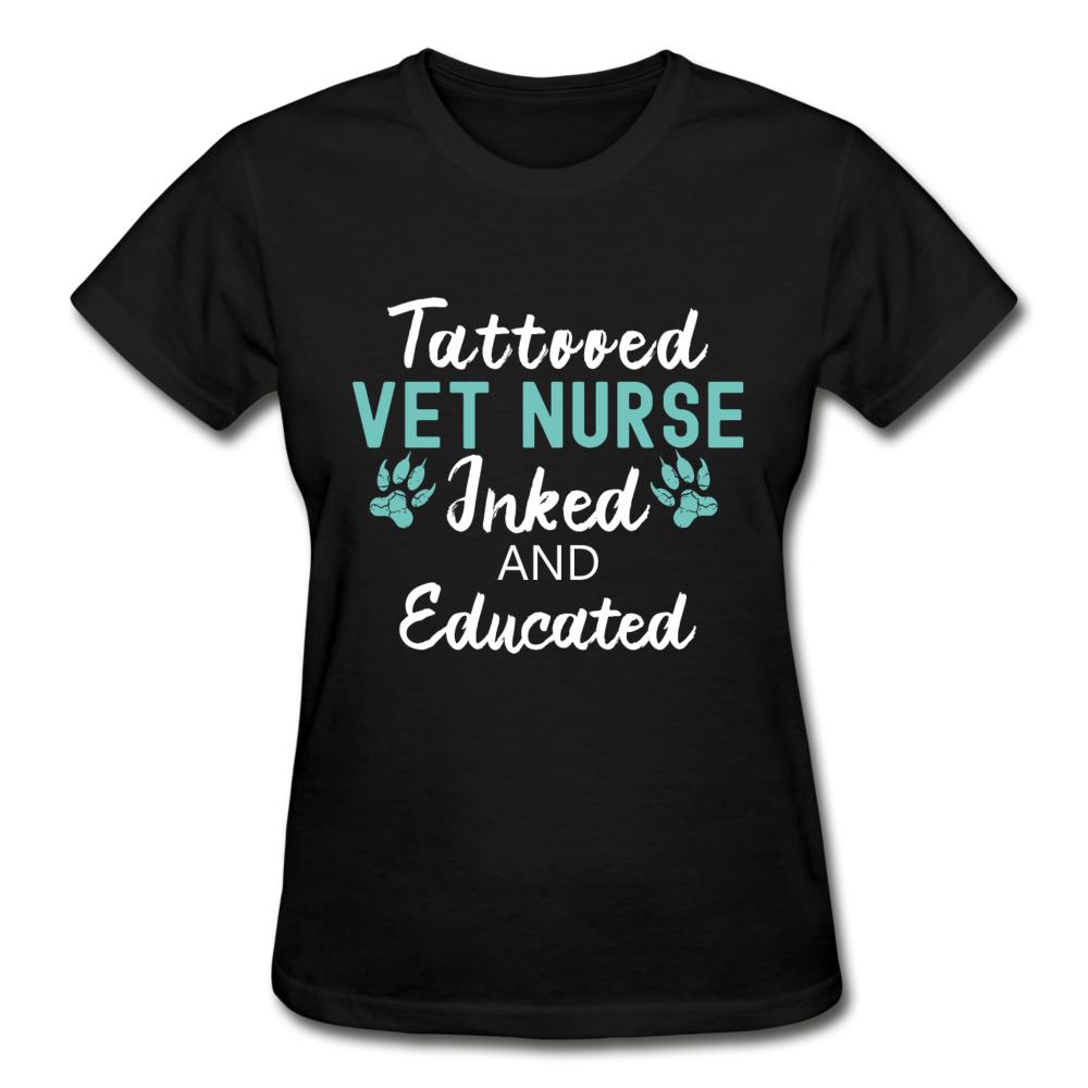 Vet Nurse- Inked and Educated Gildan Ultra Cotton Ladies T-Shirt-Ultra Cotton Ladies T-Shirt | Gildan G200L-I love Veterinary