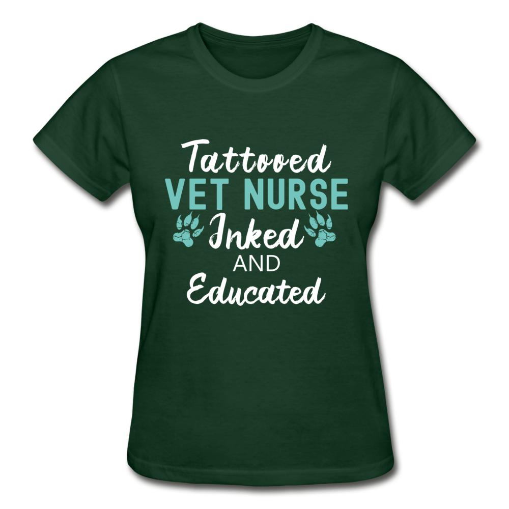 Vet Nurse- Inked and Educated Gildan Ultra Cotton Ladies T-Shirt-Ultra Cotton Ladies T-Shirt | Gildan G200L-I love Veterinary