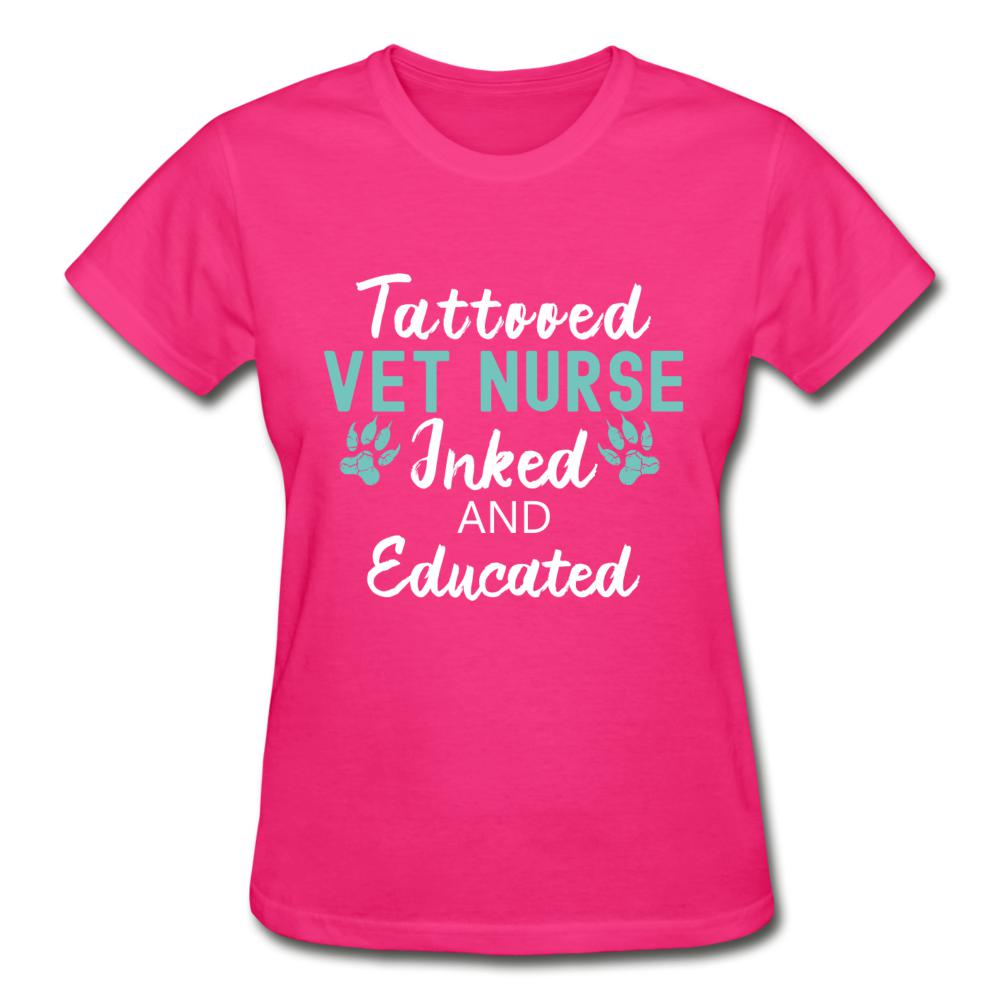 Vet Nurse- Inked and Educated Gildan Ultra Cotton Ladies T-Shirt-Ultra Cotton Ladies T-Shirt | Gildan G200L-I love Veterinary
