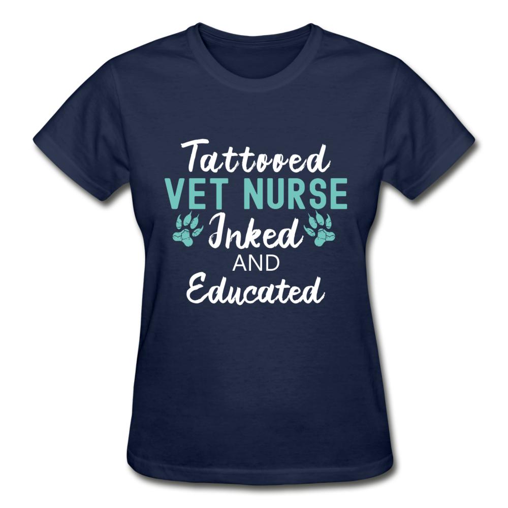 Vet Nurse- Inked and Educated Gildan Ultra Cotton Ladies T-Shirt-Ultra Cotton Ladies T-Shirt | Gildan G200L-I love Veterinary