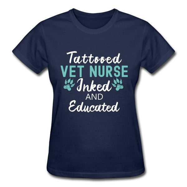 Vet Nurse- Inked and Educated Gildan Ultra Cotton Ladies T-Shirt-Ultra Cotton Ladies T-Shirt | Gildan G200L-I love Veterinary