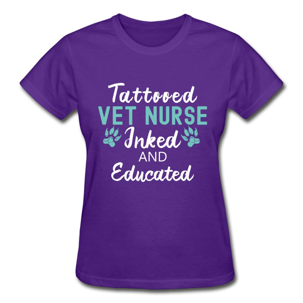Vet Nurse- Inked and Educated Gildan Ultra Cotton Ladies T-Shirt-Ultra Cotton Ladies T-Shirt | Gildan G200L-I love Veterinary