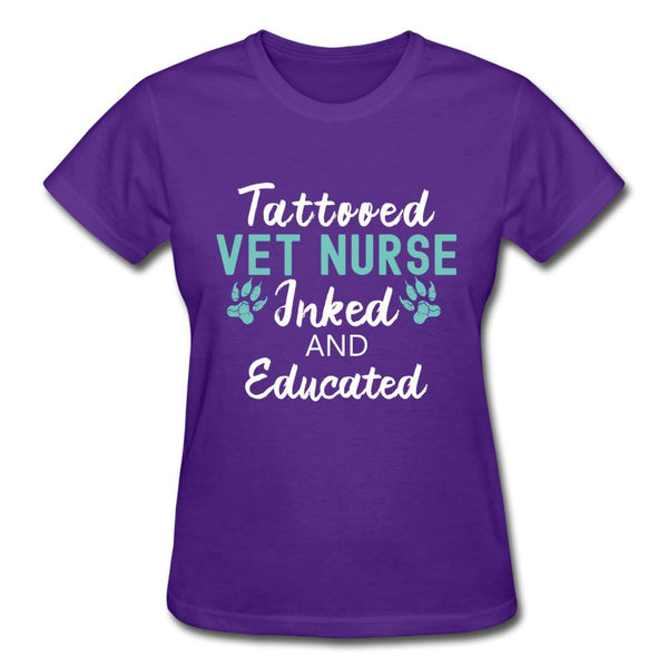 Vet Nurse- Inked and Educated Gildan Ultra Cotton Ladies T-Shirt-Ultra Cotton Ladies T-Shirt | Gildan G200L-I love Veterinary