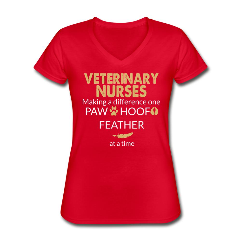 Vet Nurse- Making a Difference Women's V-Neck T-Shirt-Women's V-Neck T-Shirt | Fruit of the Loom L39VR-I love Veterinary