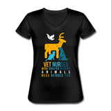 Vet nurses were created because animals need heroes too Women's V-Neck T-Shirt-Women's V-Neck T-Shirt | Fruit of the Loom L39VR-I love Veterinary
