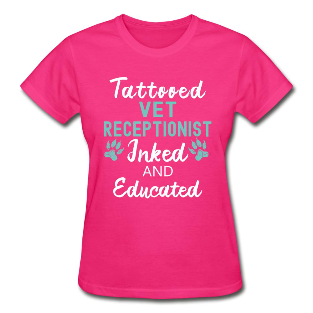 Vet Receptionist- Inked and Educated Gildan Ultra Cotton Ladies T-Shirt-Ultra Cotton Ladies T-Shirt | Gildan G200L-I love Veterinary