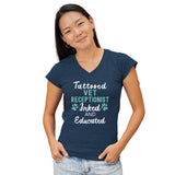 Vet Receptionist- Inked and Educated Women's V-Neck T-Shirt-Women's V-Neck T-Shirt | Fruit of the Loom L39VR-I love Veterinary