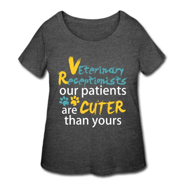 Vet Receptionist our patients are cuter than yours Our patients are cuter than yours Women's Curvy T-shirt-Women’s Curvy T-Shirt | LAT 3804-I love Veterinary