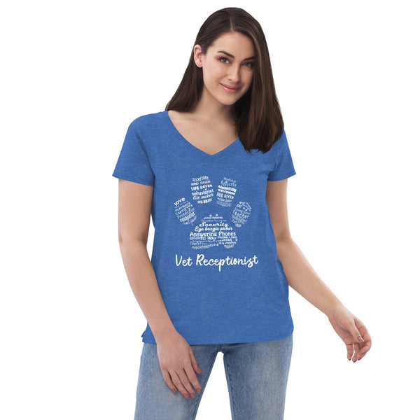 Vet Receptionist Paw Print Women's V-Neck T-Shirt-I love Veterinary