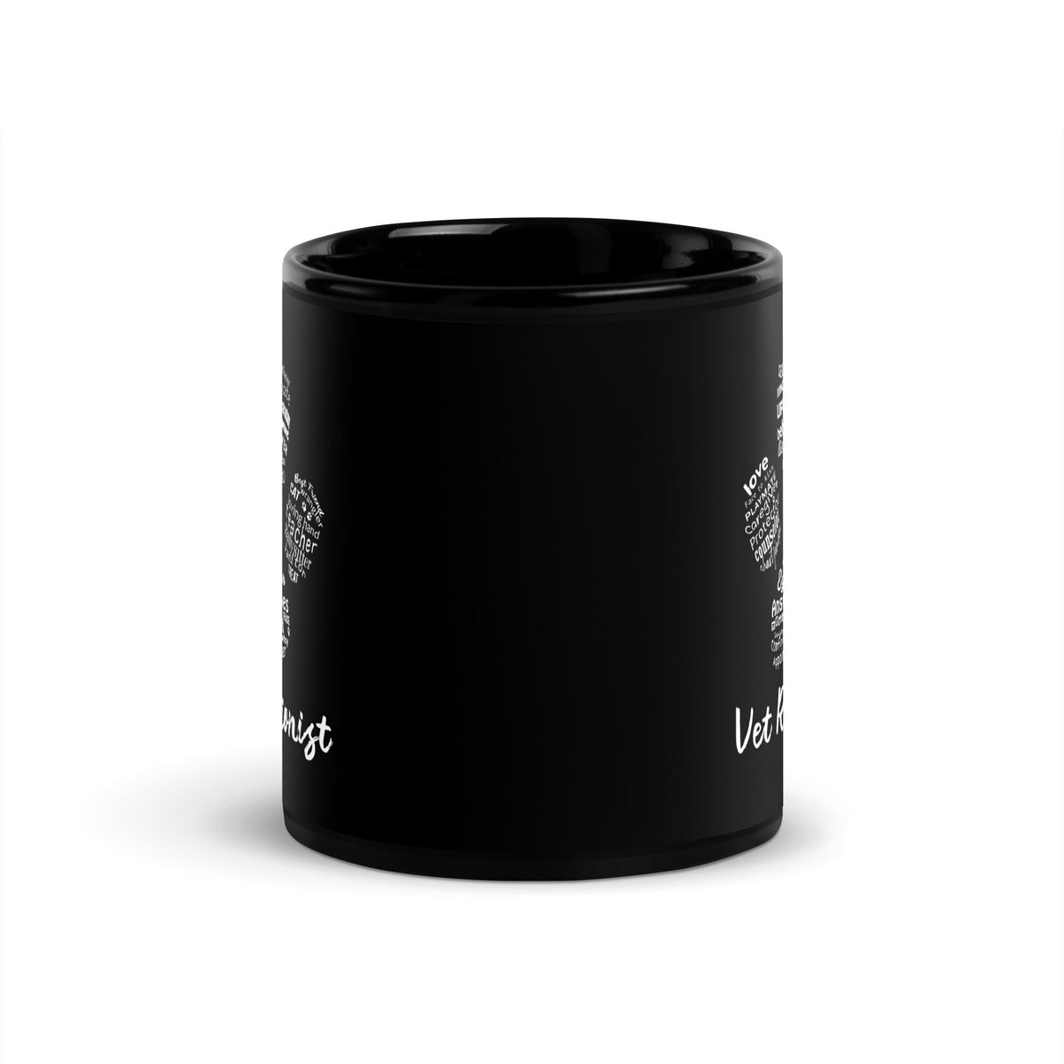 Vet Receptionist Pawprint Black Glossy Mug-Black Glossy Mug-I love Veterinary