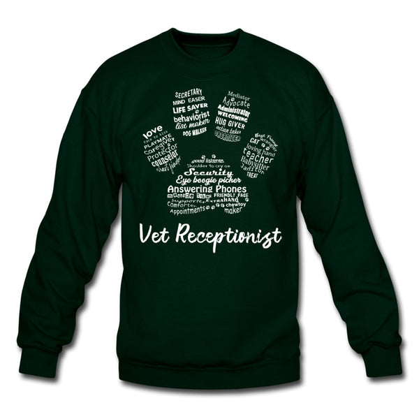 Vet Receptionist Pawprint Crewneck Sweatshirt-Unisex Crewneck Sweatshirt | Gildan 18000-I love Veterinary
