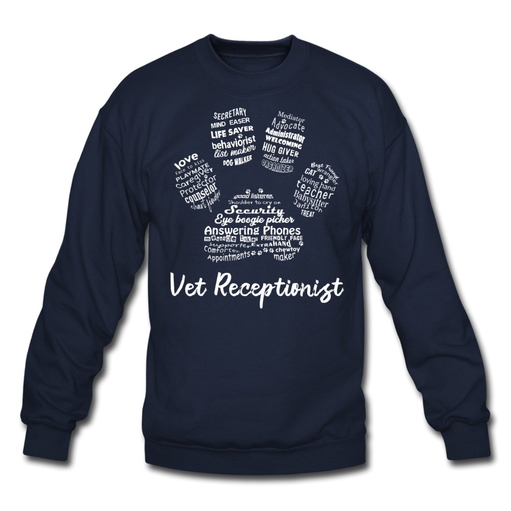 Vet Receptionist Pawprint Crewneck Sweatshirt-Unisex Crewneck Sweatshirt | Gildan 18000-I love Veterinary