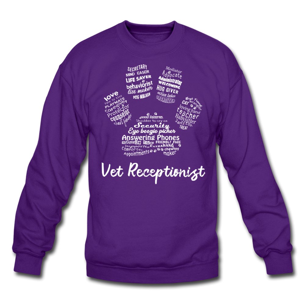 Vet Receptionist Pawprint Crewneck Sweatshirt-Unisex Crewneck Sweatshirt | Gildan 18000-I love Veterinary