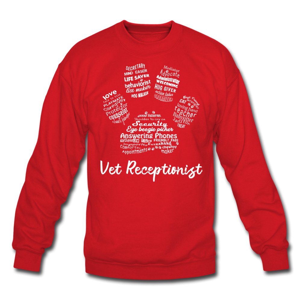 Vet Receptionist Pawprint Crewneck Sweatshirt-Unisex Crewneck Sweatshirt | Gildan 18000-I love Veterinary