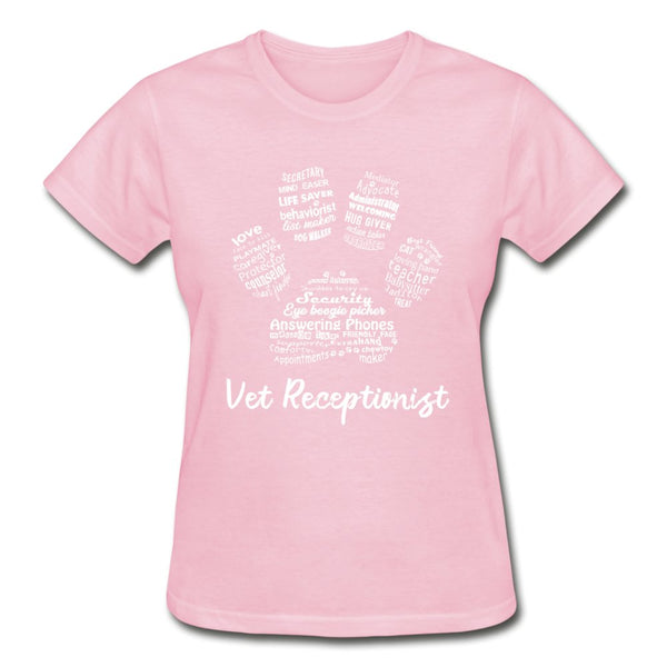 Vet Receptionist Pawprint Ultra Cotton Ladies T-shirt-Ultra Cotton Ladies T-Shirt | Gildan G200L-I love Veterinary