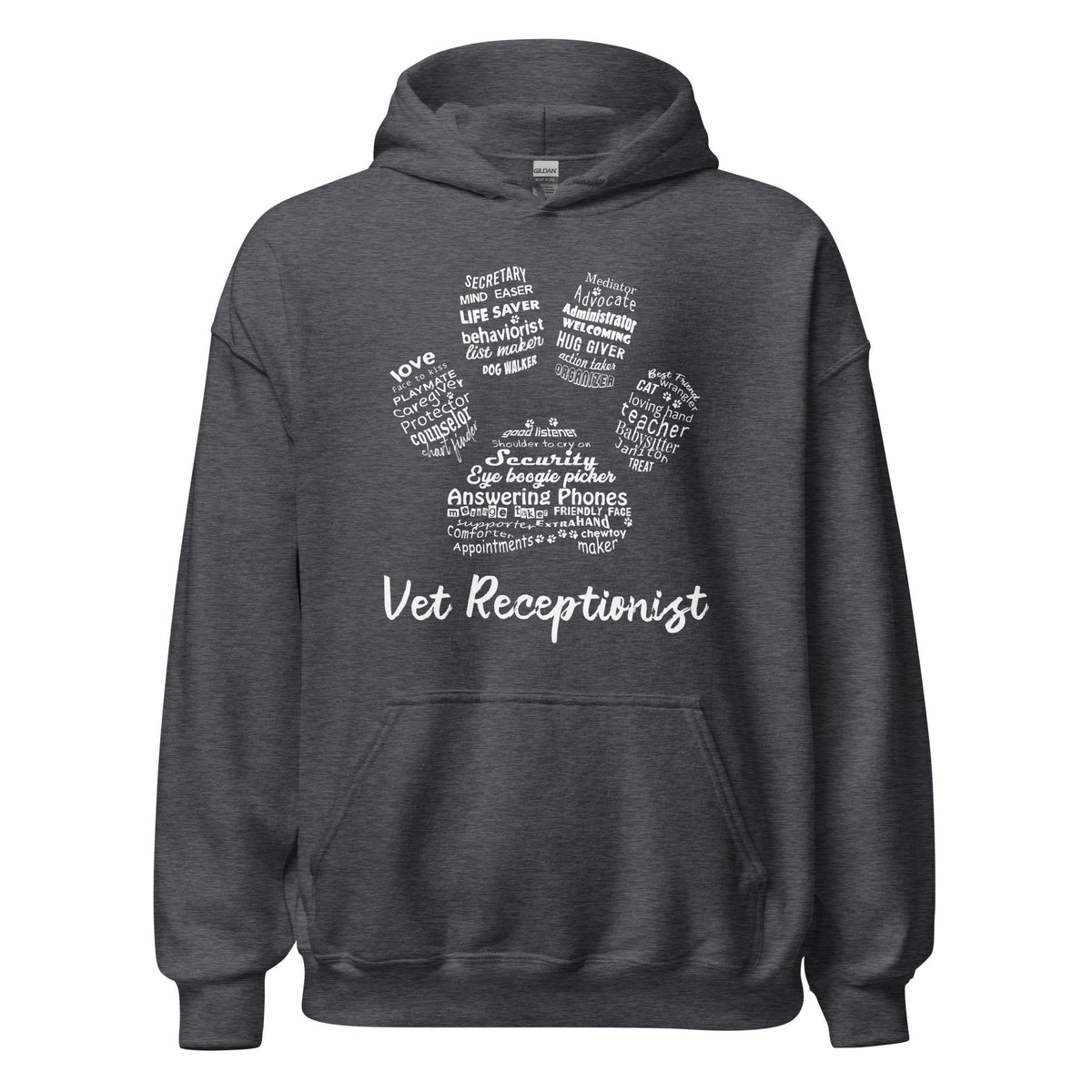 Vet Receptionist Pawprint Unisex Hoodie-Unisex Hoodie | Gildan 18500-I love Veterinary