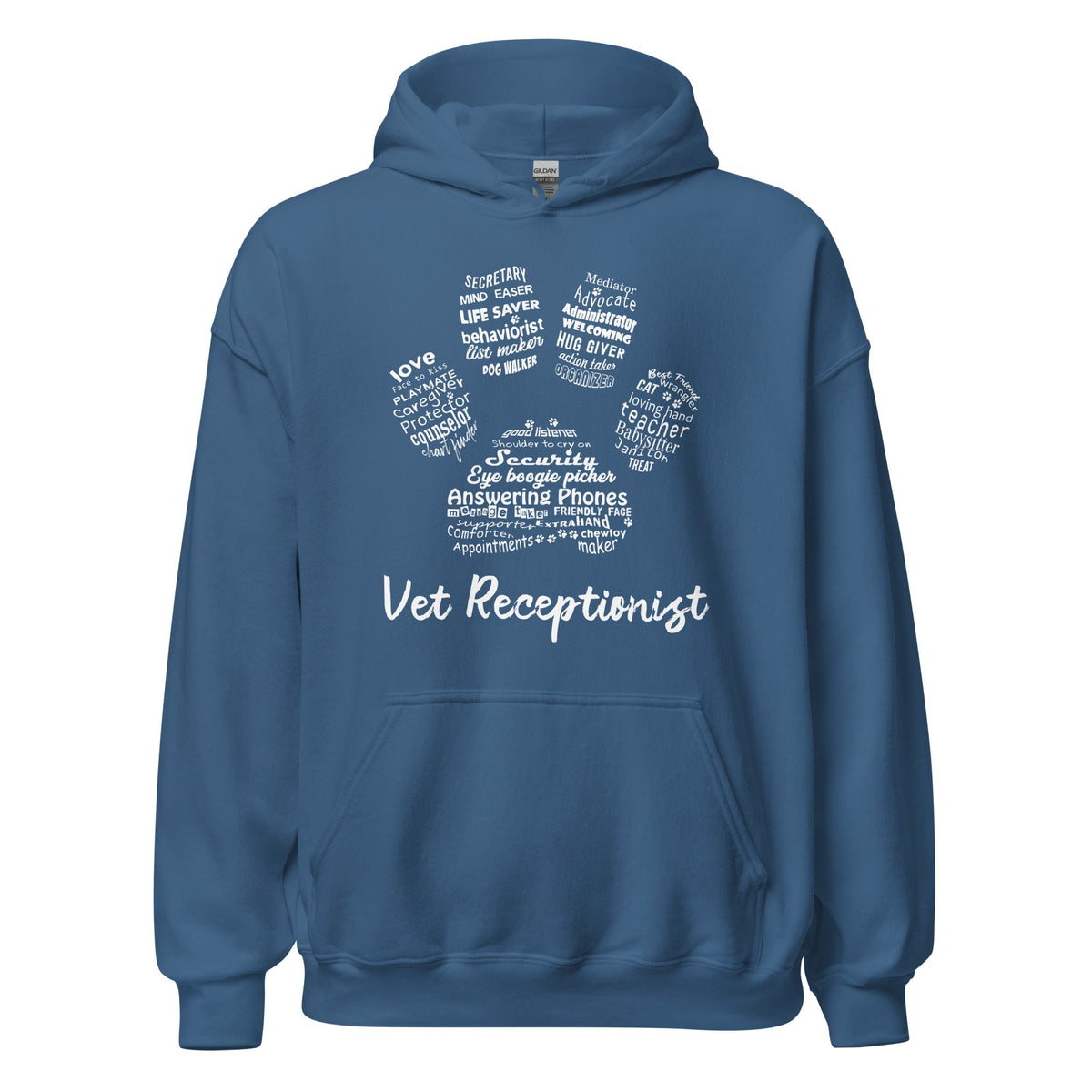 Vet Receptionist Pawprint Unisex Hoodie-Unisex Hoodie | Gildan 18500-I love Veterinary